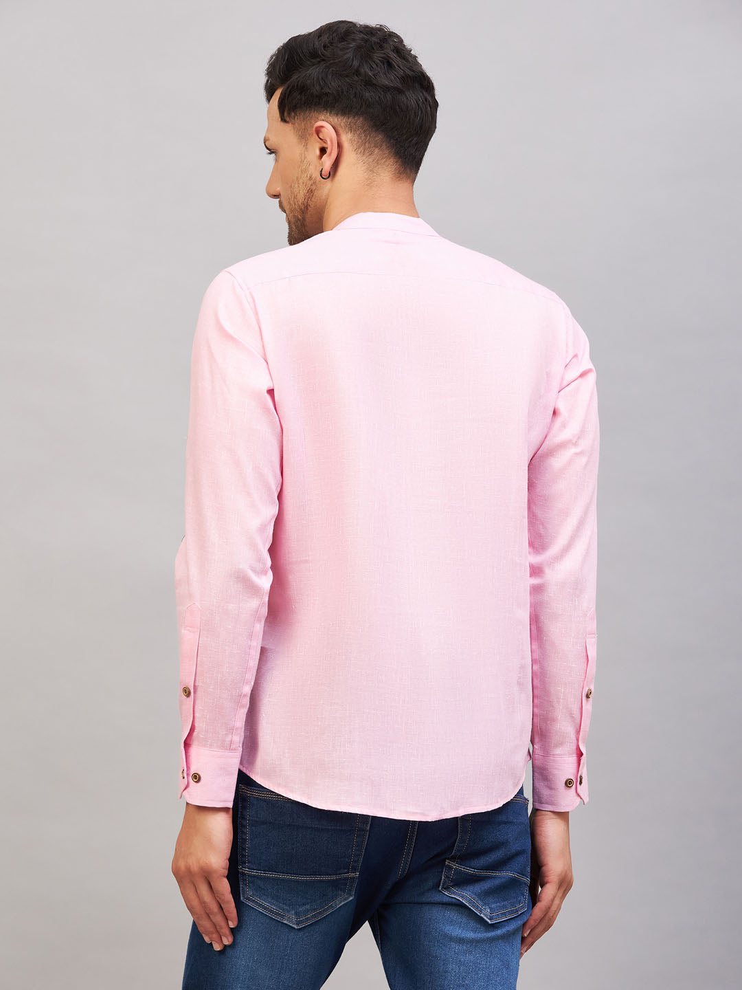 Men's Pink Cotton Blend Kurta