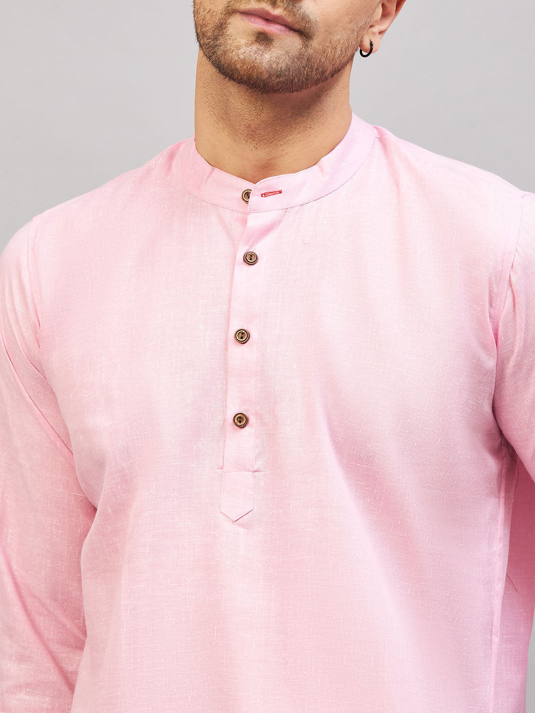 Men's Pink Cotton Blend Kurta