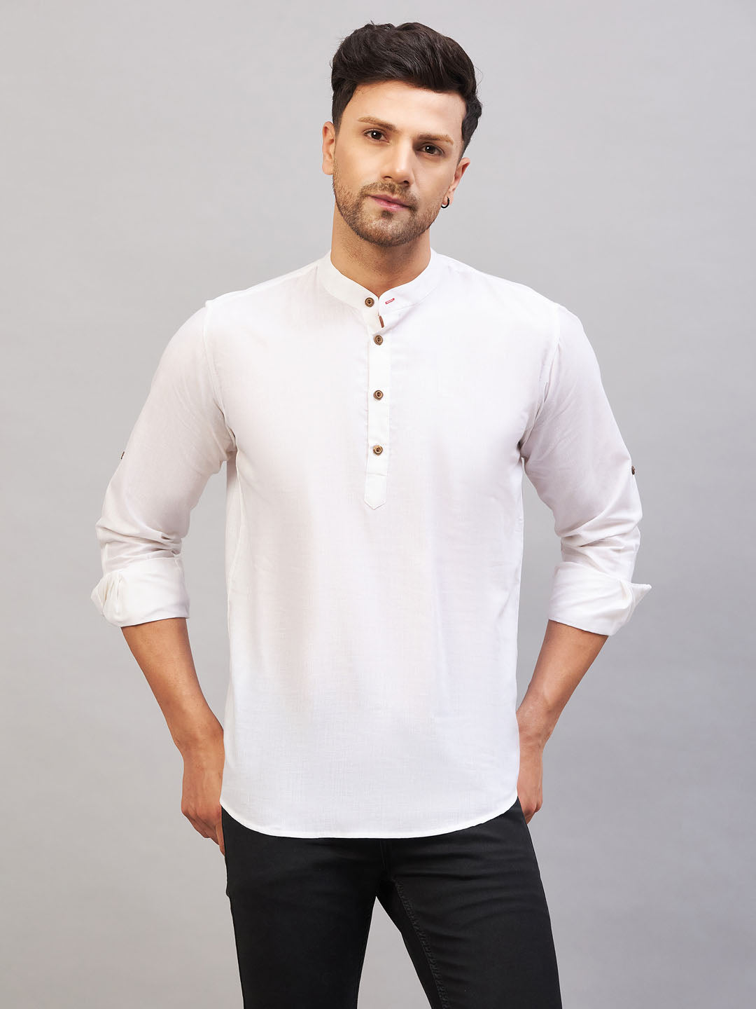 Men's Cream Cotton Blend Kurta