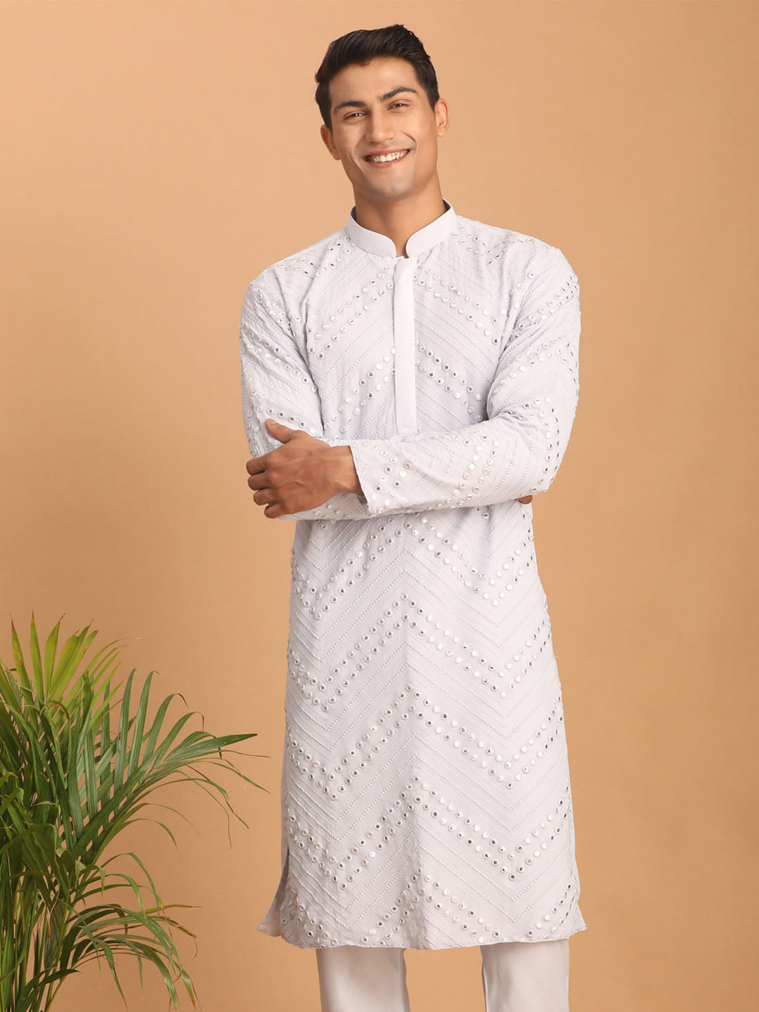 Men's Aqua Georgette Kurta Pyjama Set