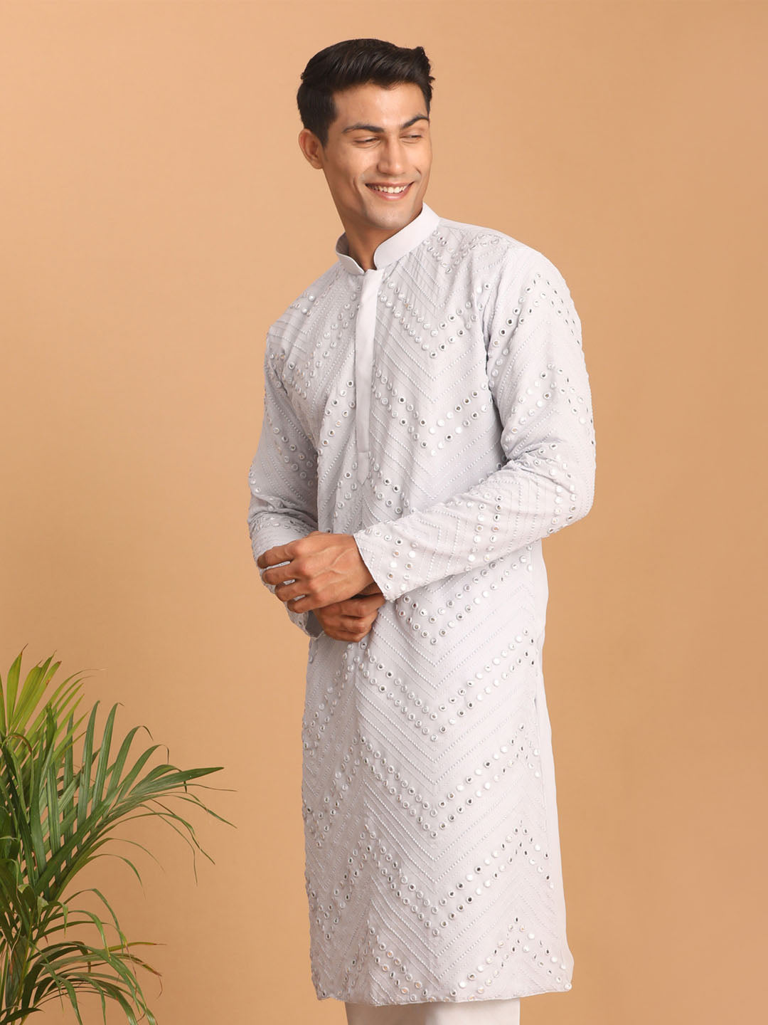 Men's Aqua Georgette Kurta Pyjama Set