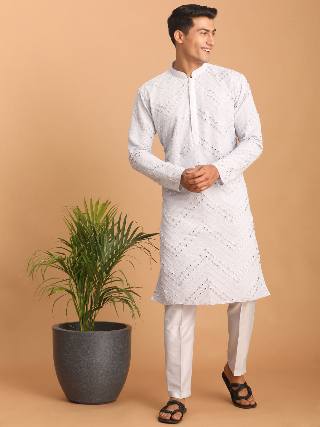 Men's Aqua Georgette Kurta Pyjama Set