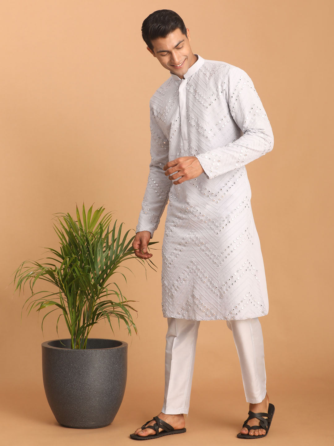 Men's Aqua Georgette Kurta Pyjama Set