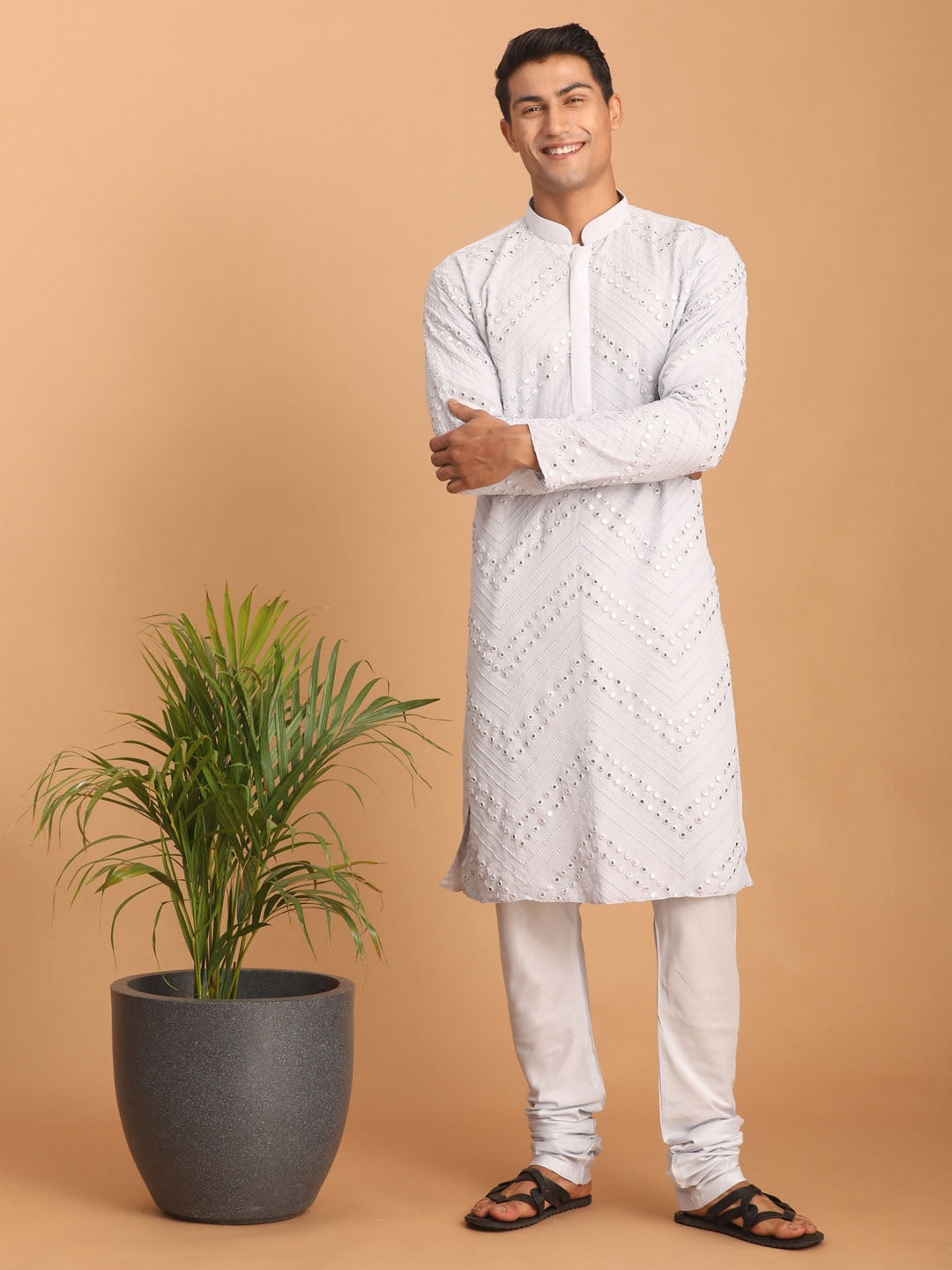 Men's Aqua Georgette Kurta Pyjama Set