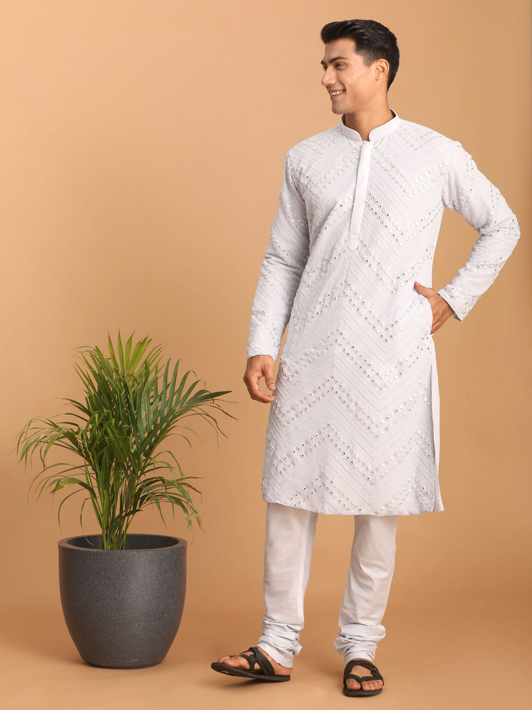 Men's Aqua Georgette Kurta Pyjama Set