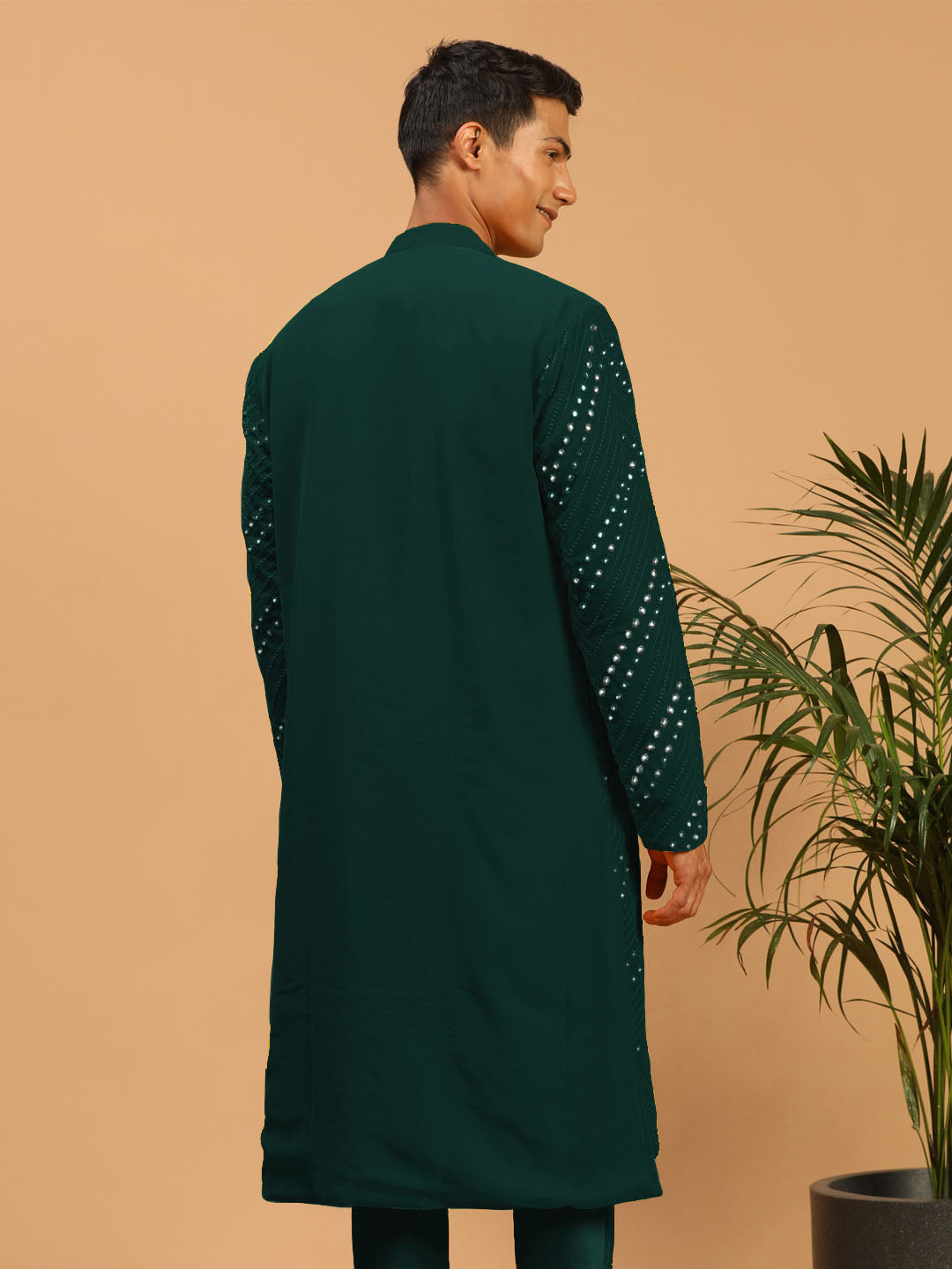 Men's Green Georgette Kurta