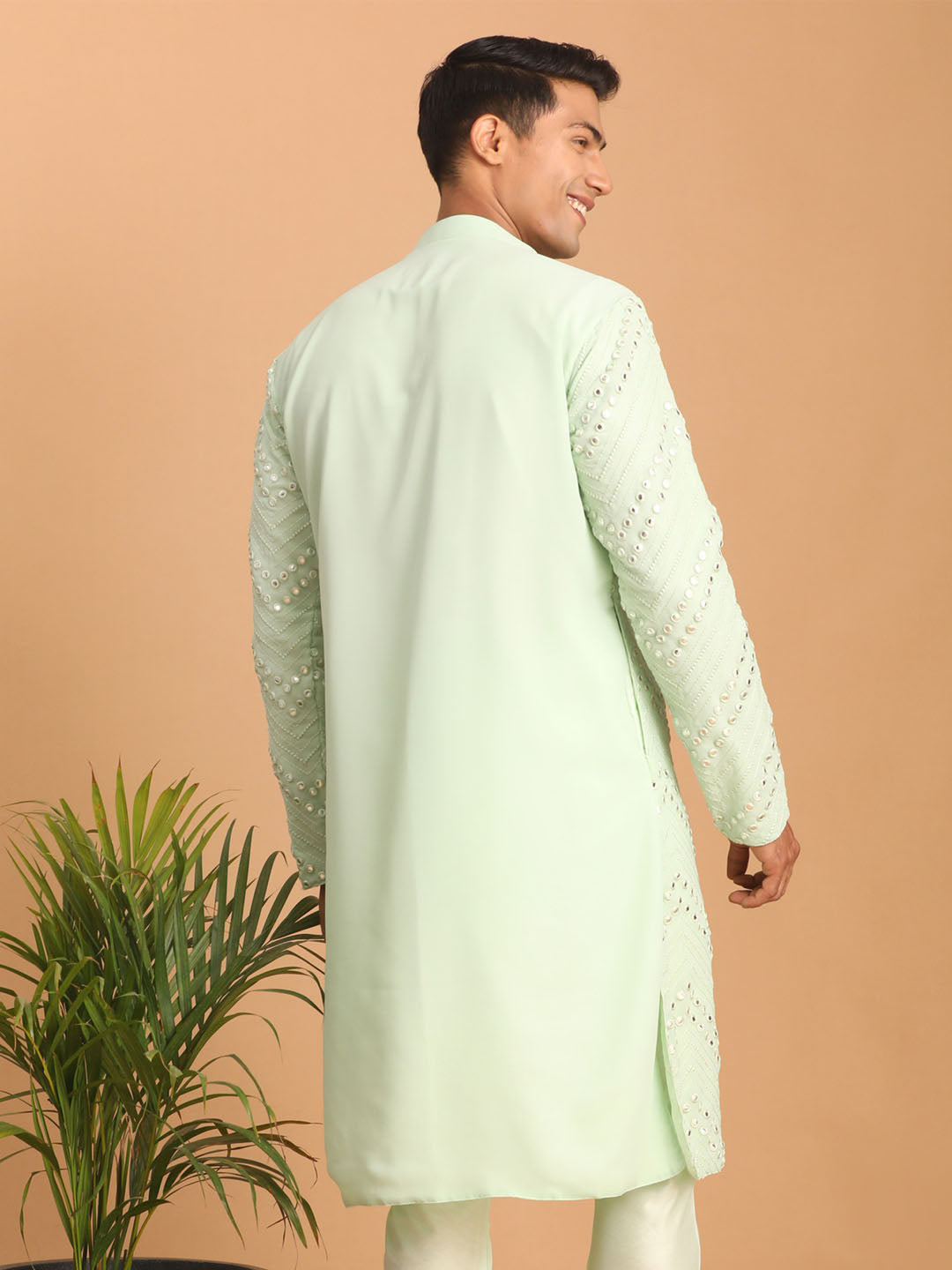 Men's Aqua Georgette Kurta Pyjama Set