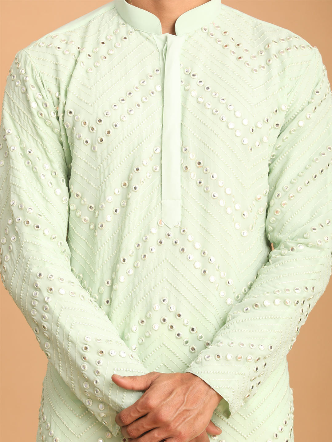 Men's Aqua Georgette Kurta Pyjama Set