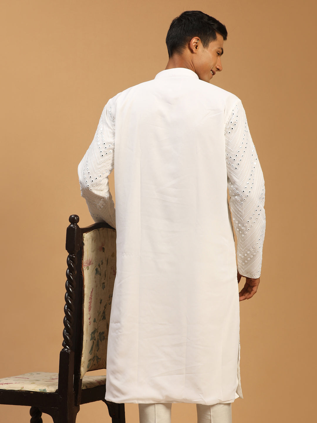 Men's White Georgette Kurta