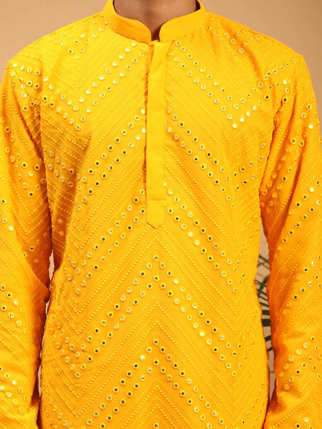 Men's Yellow Georgette Kurta