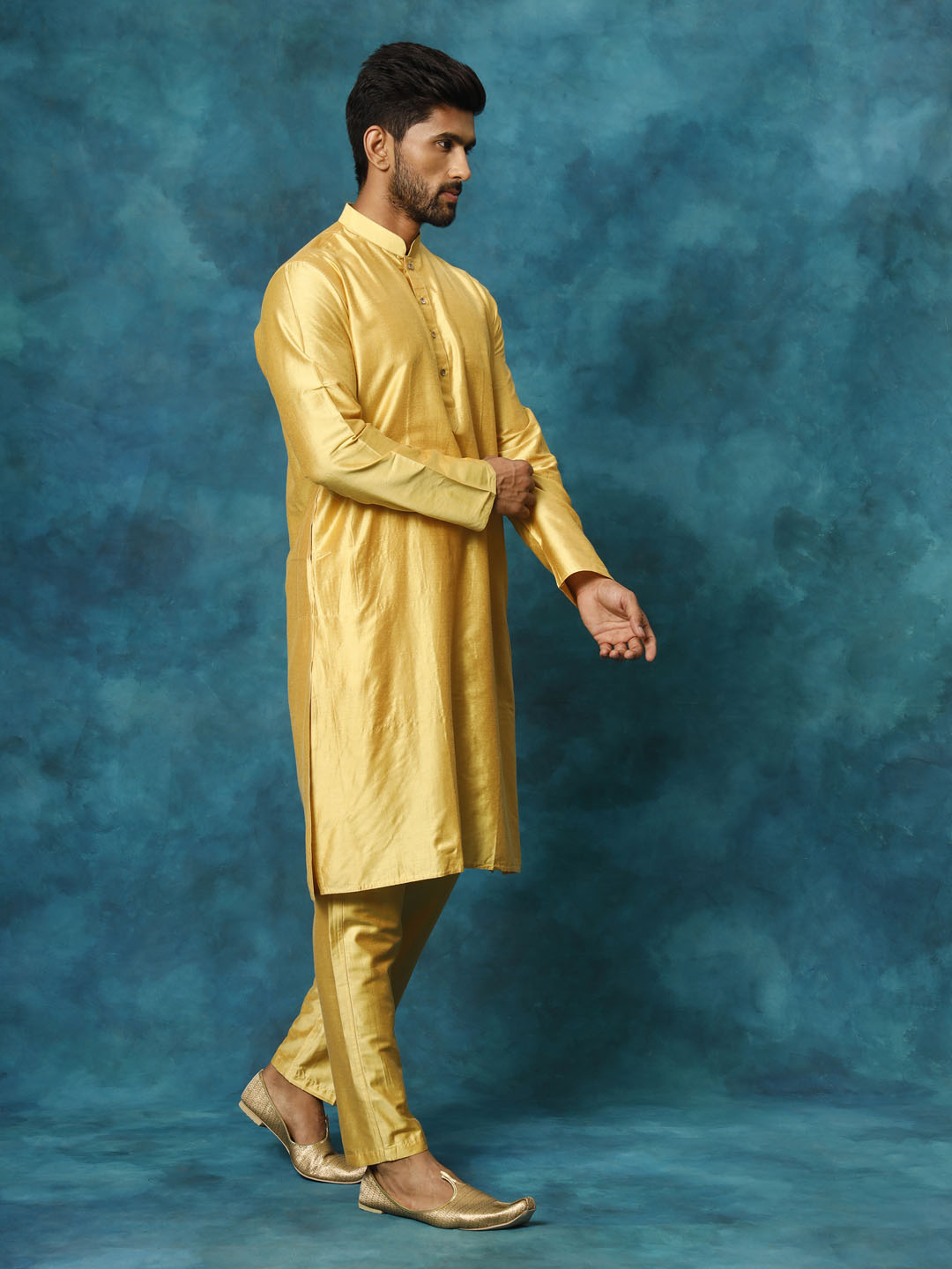 Men's Mustard Viscose Kurta Pyjama Set