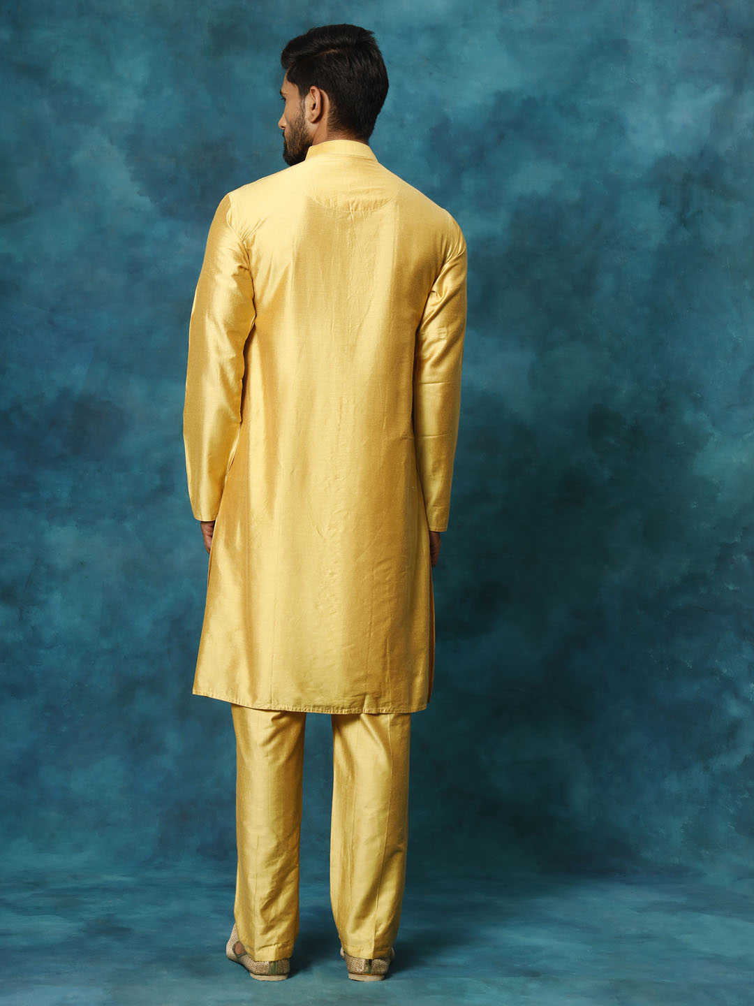 Men's Mustard Viscose Kurta Pyjama Set