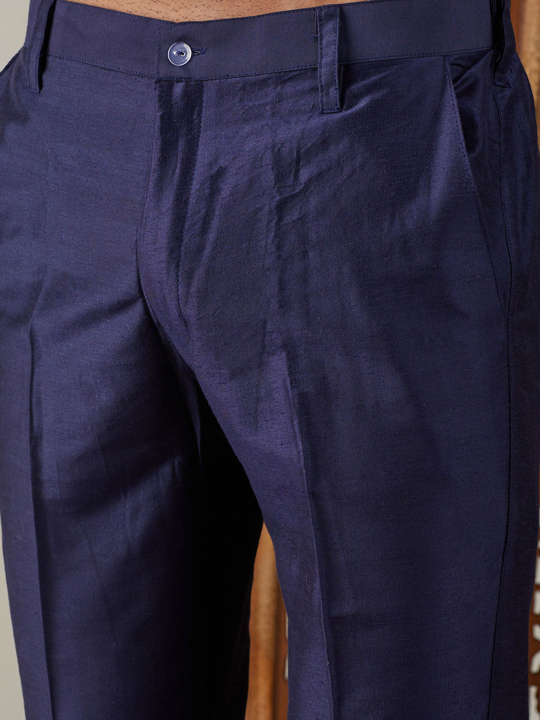 Men's Navy Blue Viscose Kurta Pyjama Set