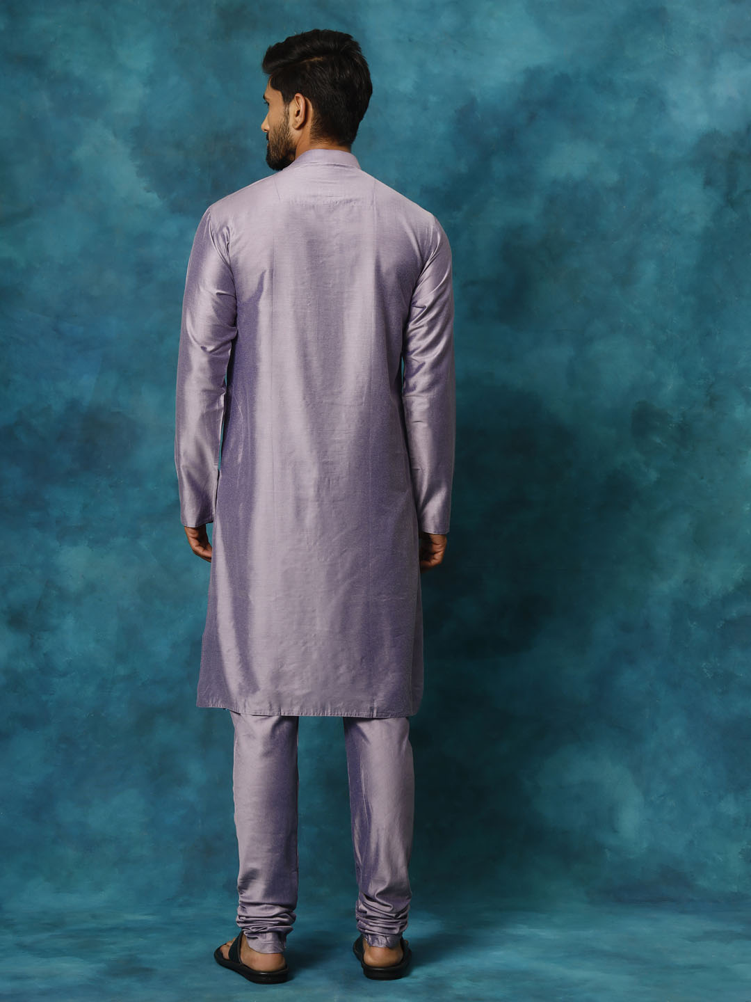 Men's Purple Viscose Kurta Pyjama Set