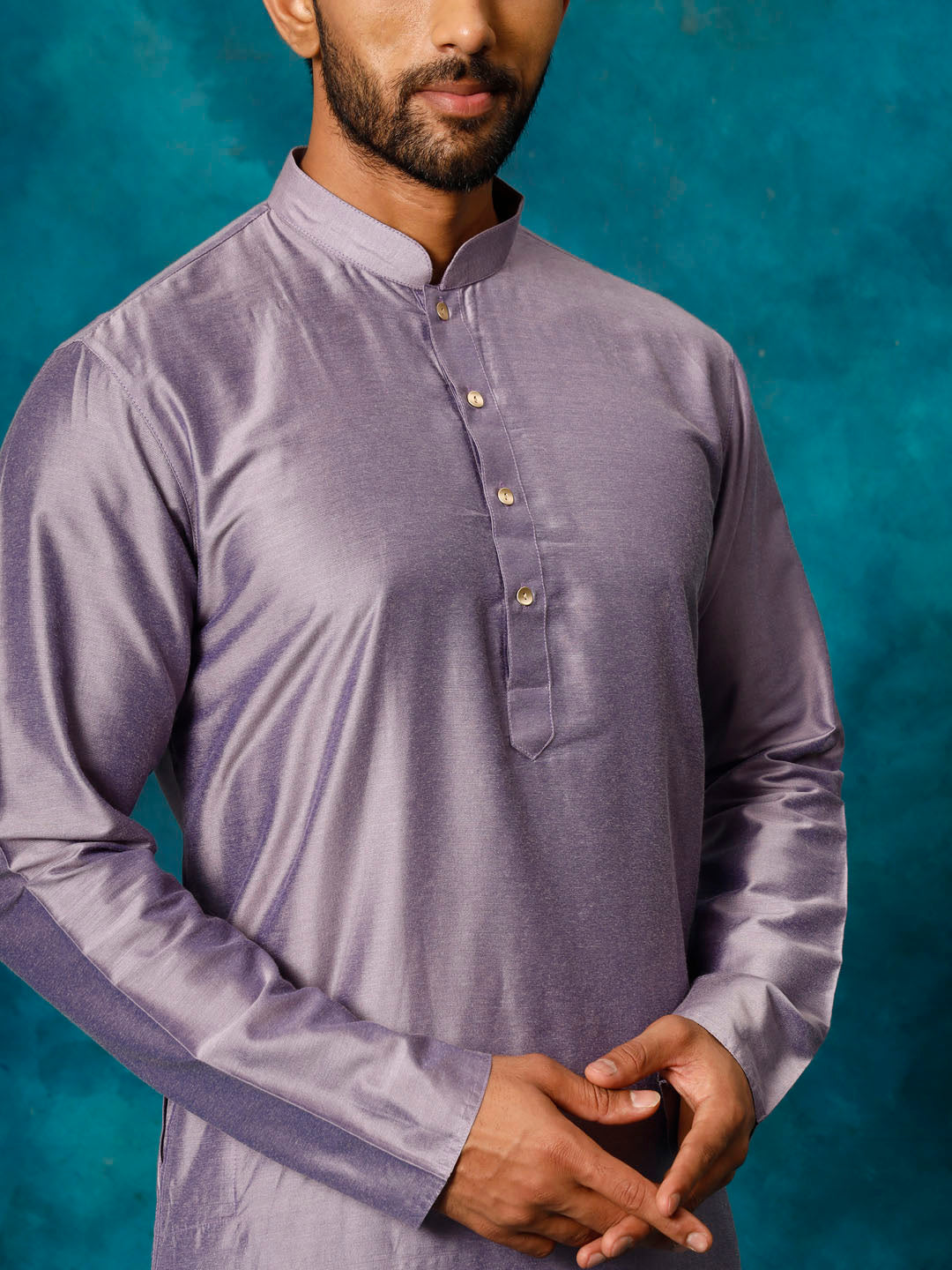 Men's Purple Viscose Kurta Pyjama Set