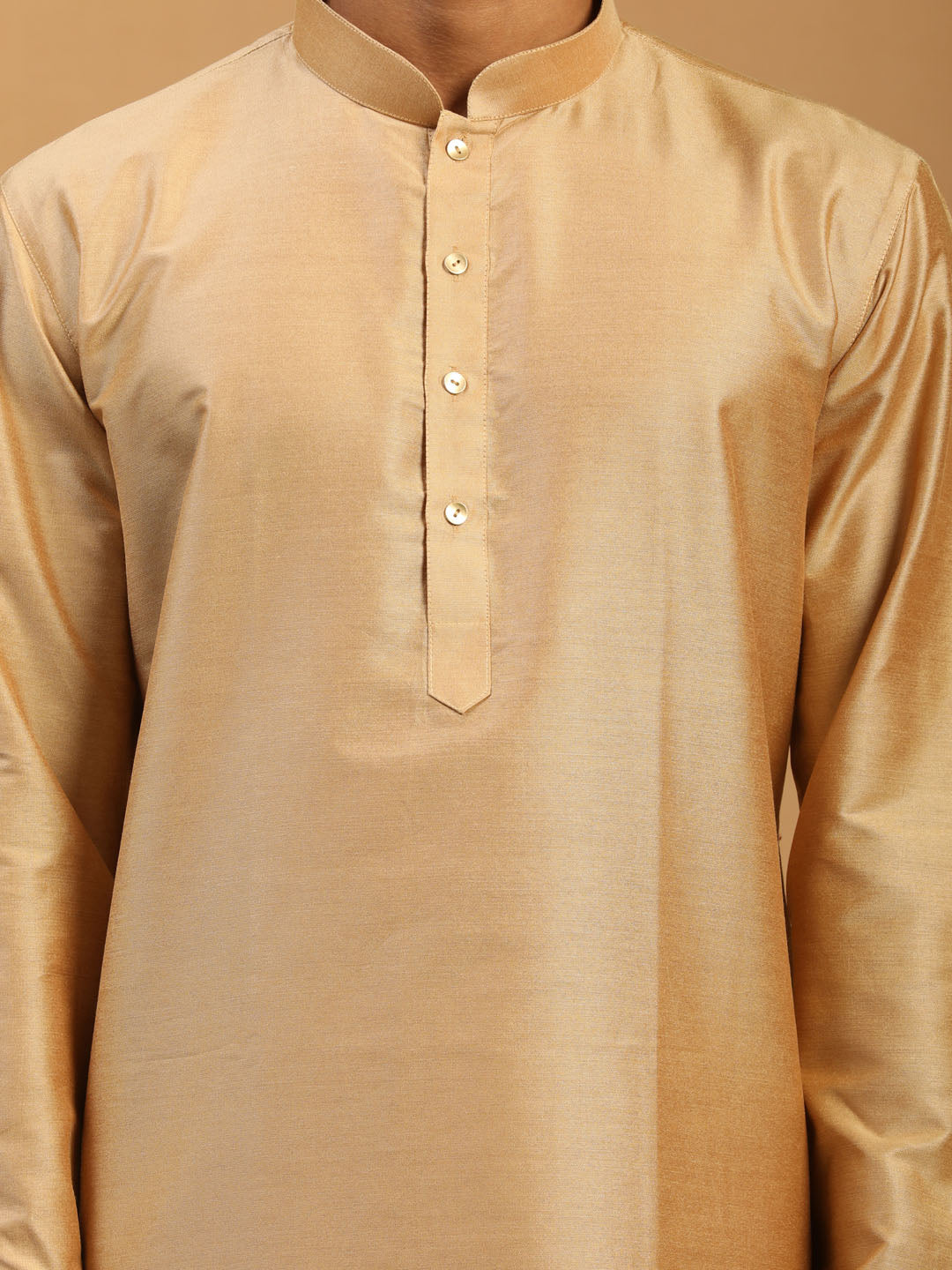 Men's Rose Gold And Black Viscose Kurta, Pyjama & Dupatta Set