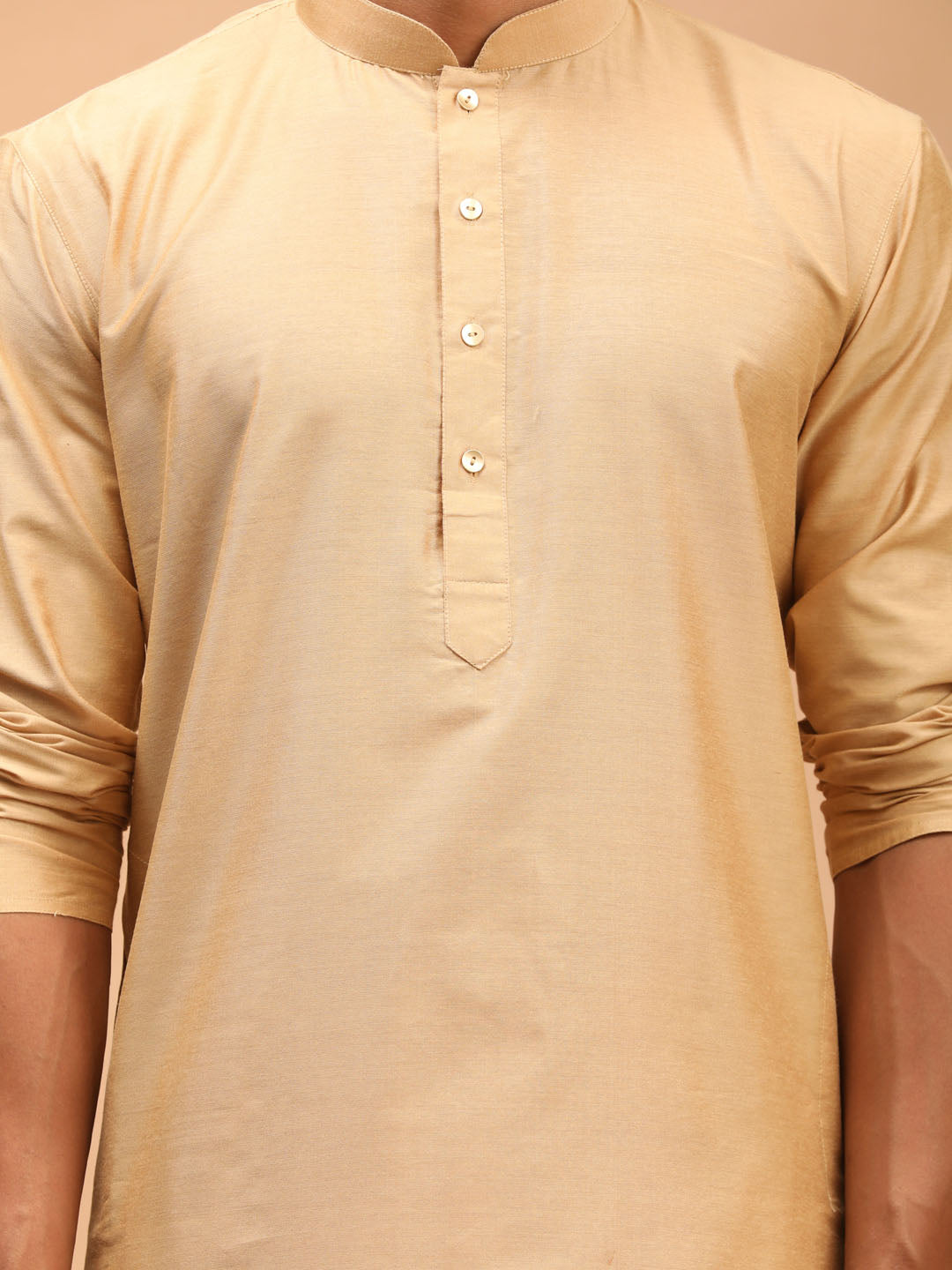 Men's Rose Gold Viscose Kurta Pyjama Set