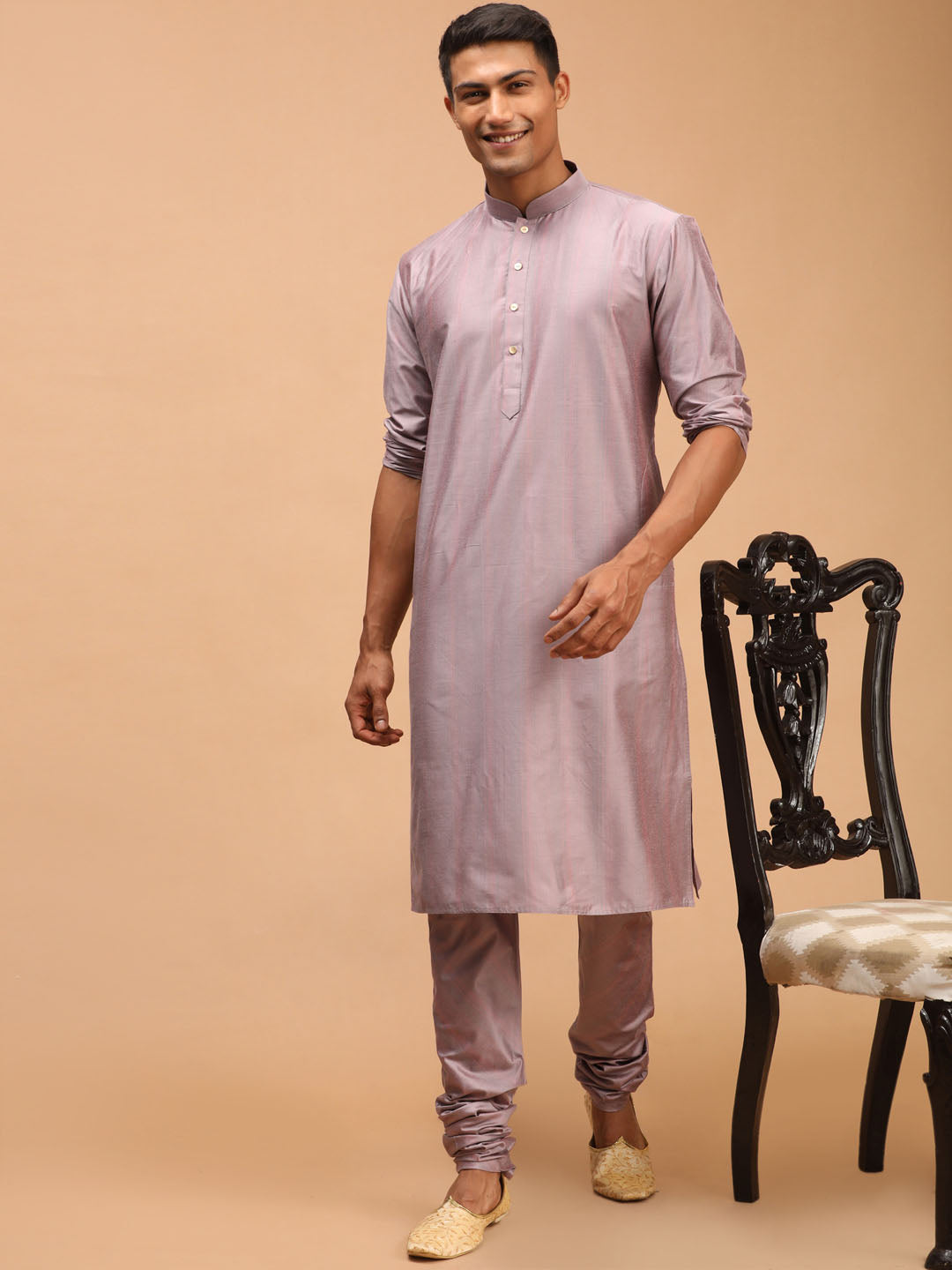 Men's Steel Grey Viscose Kurta Pyjama Set