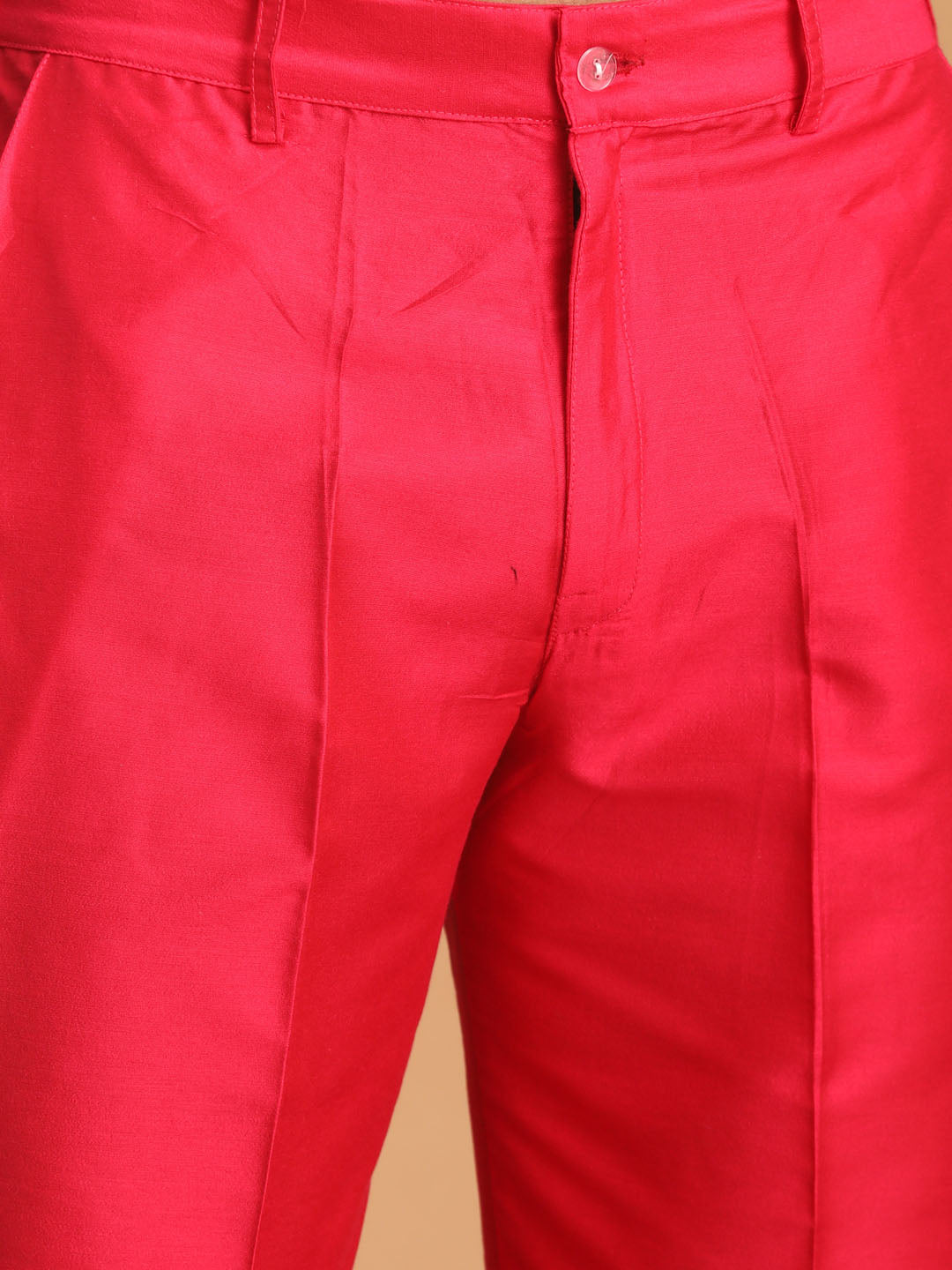 Men's Pink Viscose Kurta Pyjama Set