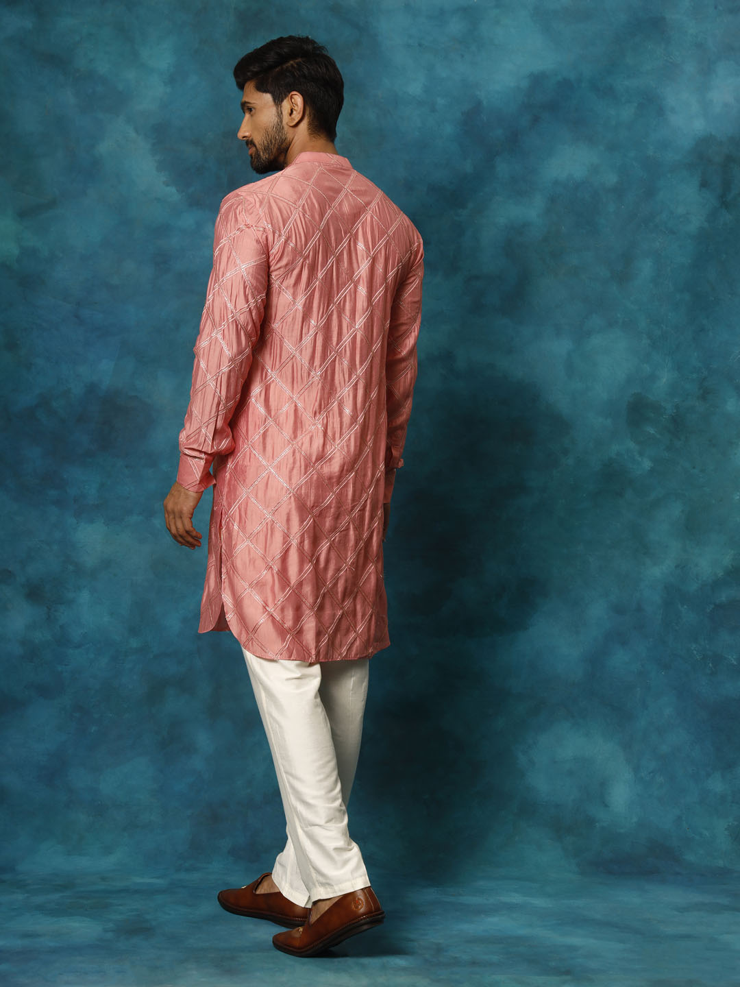 Men's Onion Pink Viscose Kurta Pyjama Set