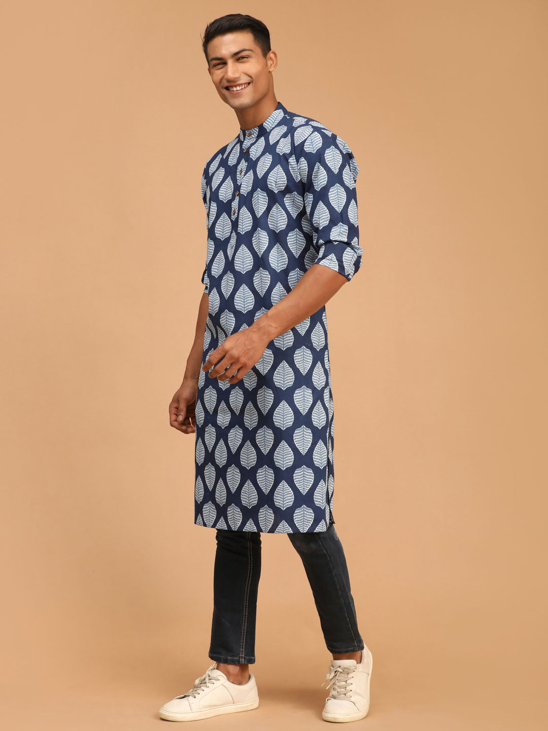 Men's Blue Cotton Kurta