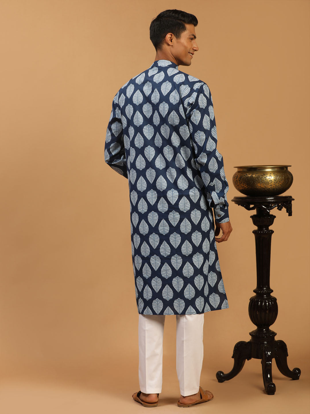 Men's Blue Cotton Kurta & Pyjama