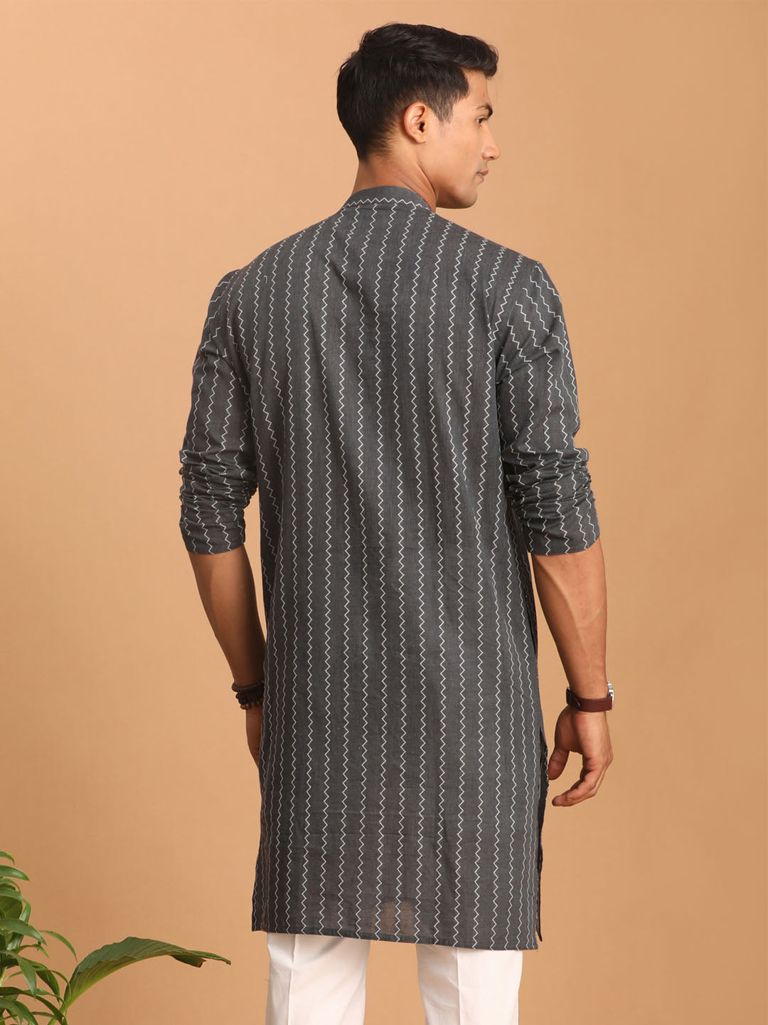 Men's Grey Cotton Kurta