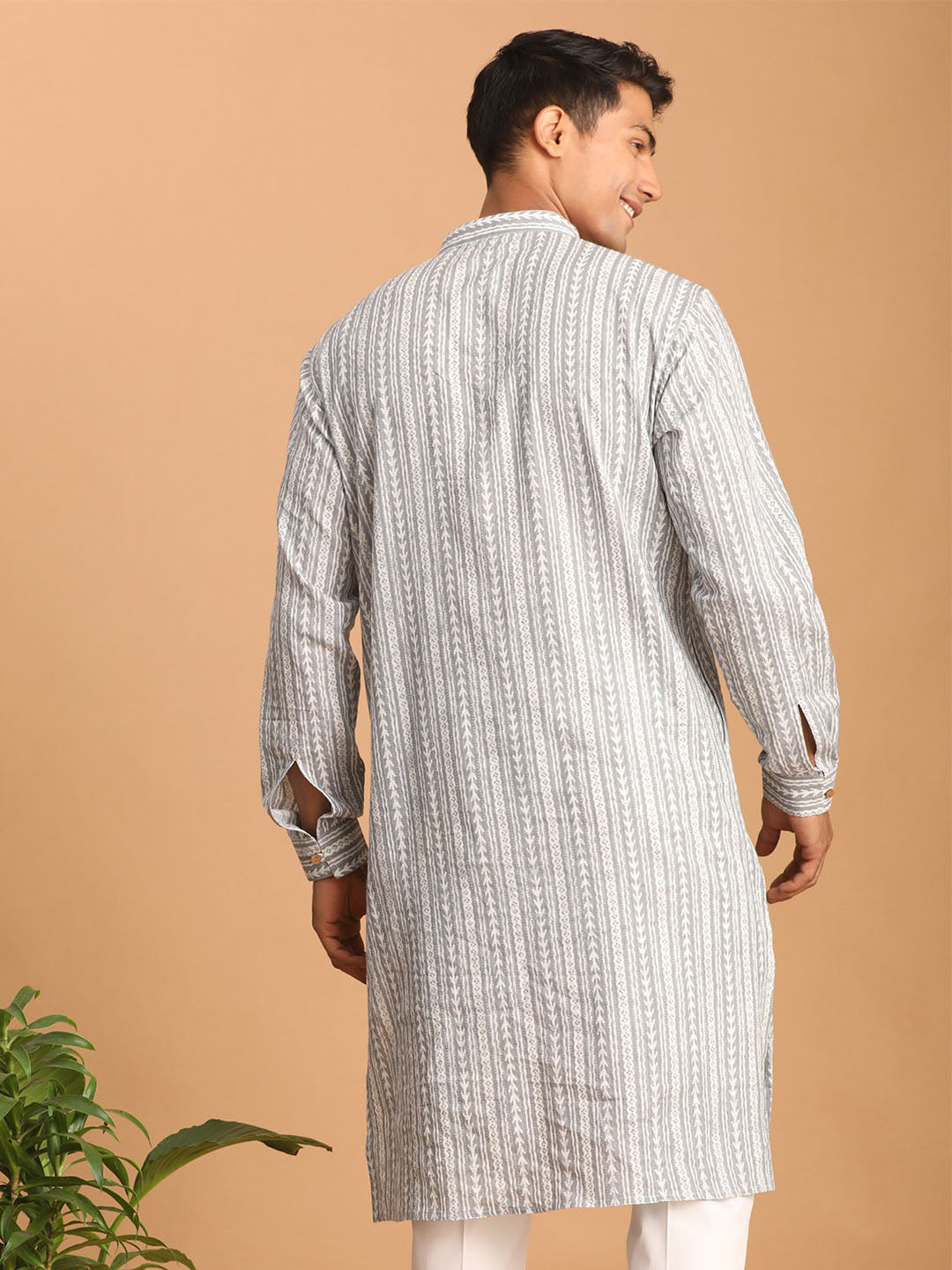 Men's Grey Cotton Kurta