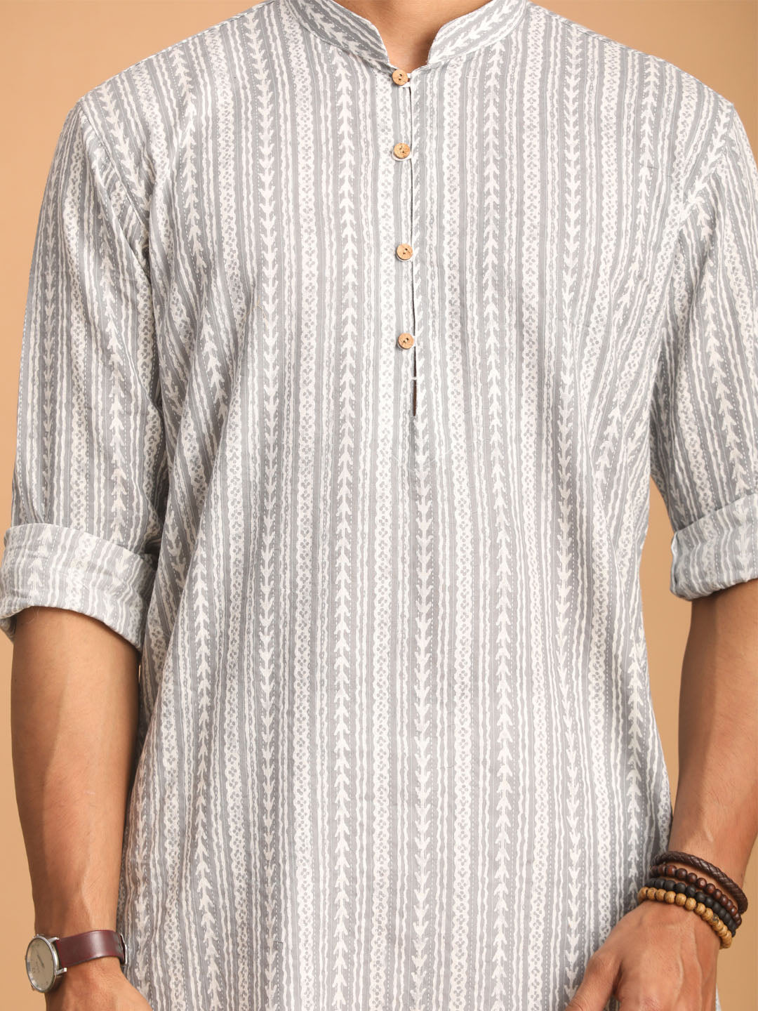 Men's Grey Cotton Kurta