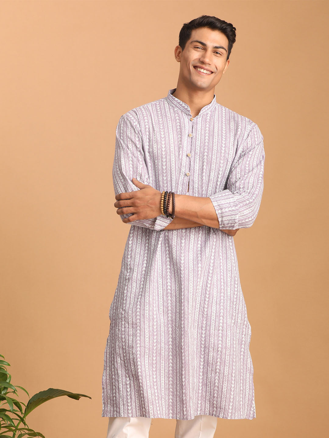 Men's Purple Cotton Kurta