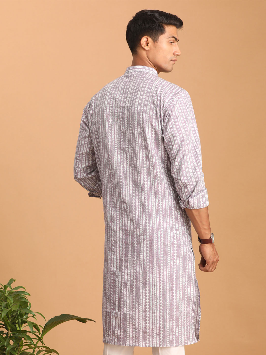 Men's Purple Cotton Kurta