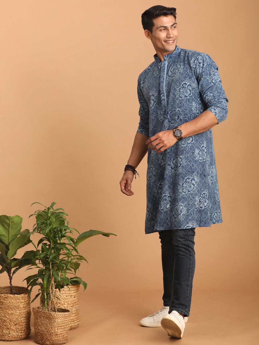 Men's Indigo Blue Cotton Kurta