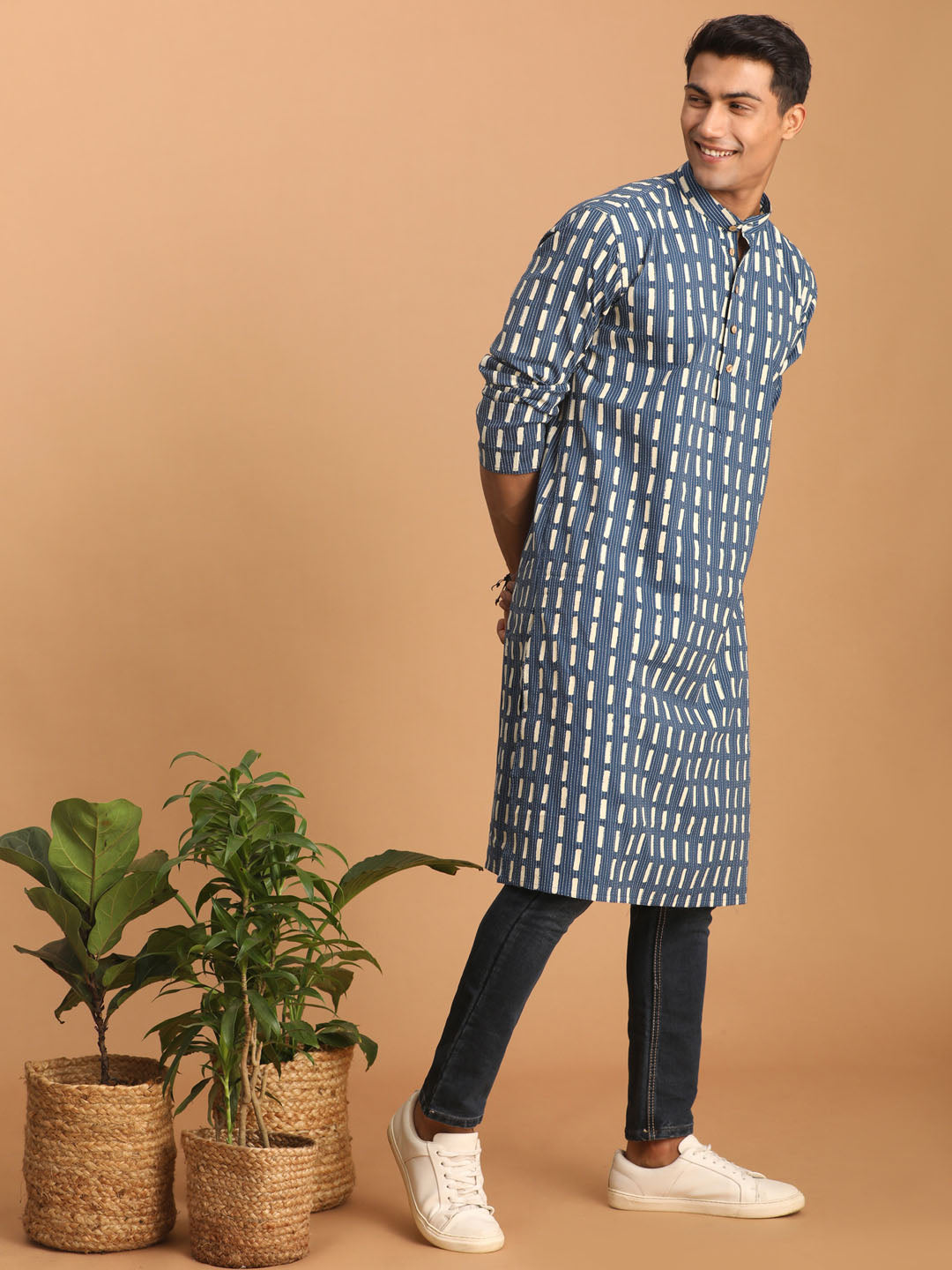 Men's Indigo Blue Cotton Kurta