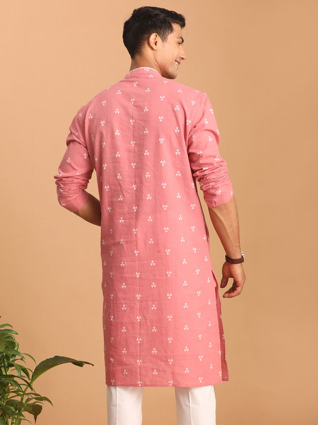 Men's Pink Cotton Kurta