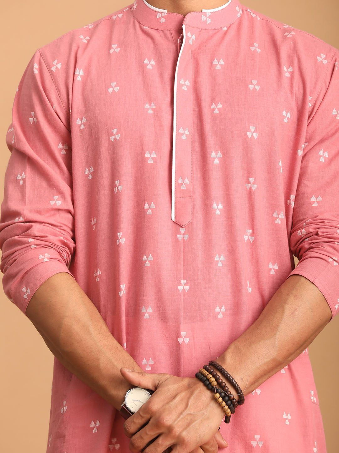 Men's Pink Cotton Kurta