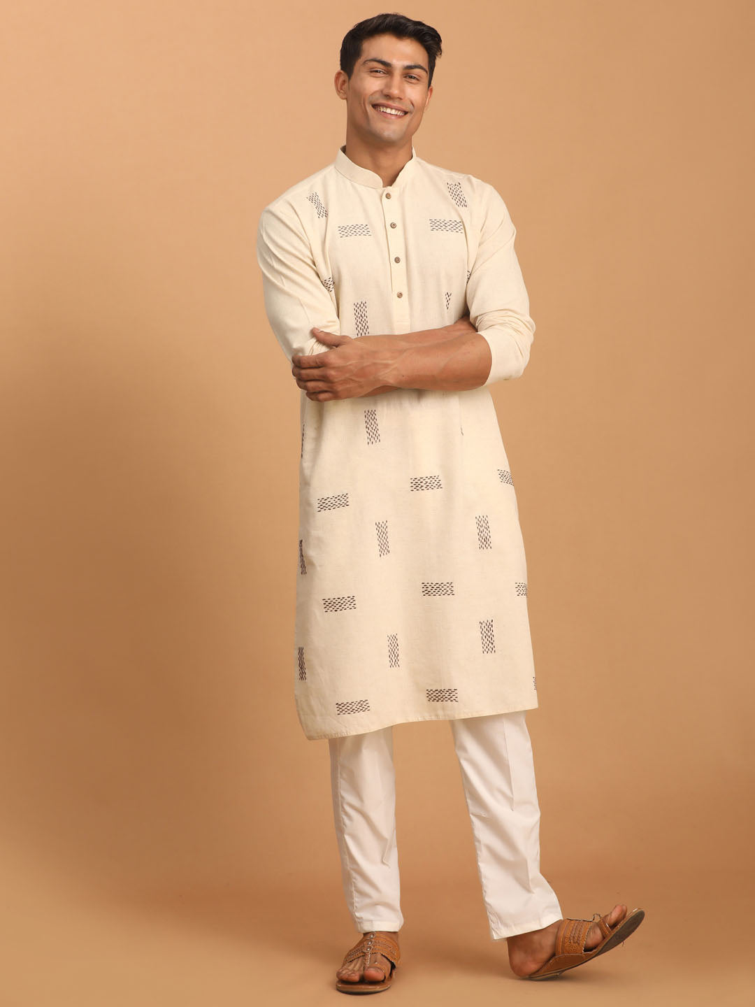 Men's Cream Cotton Kurta