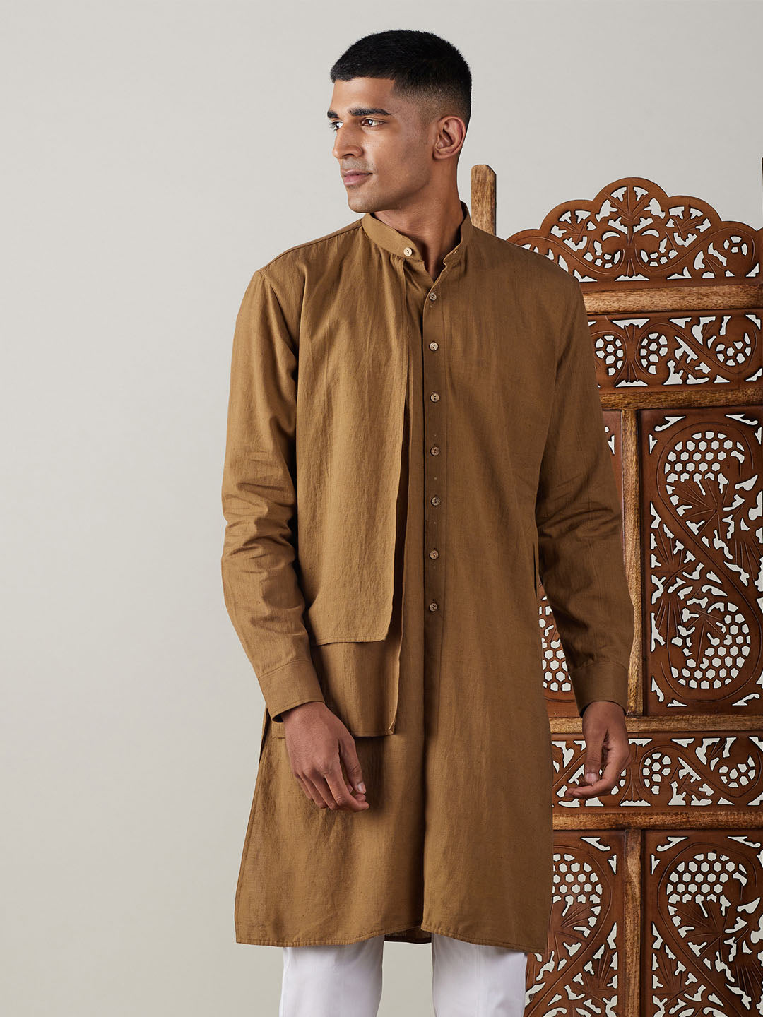 Men's Coffee Cotton Kurta