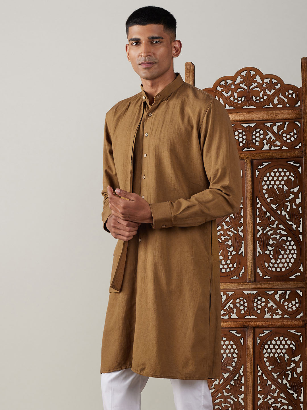 Men's Coffee Cotton Kurta