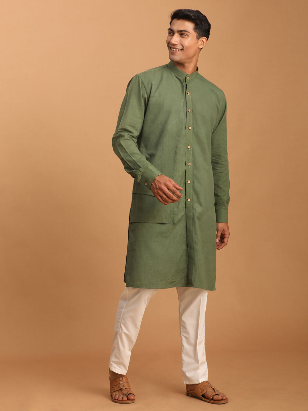 Men's Green Cotton Kurta