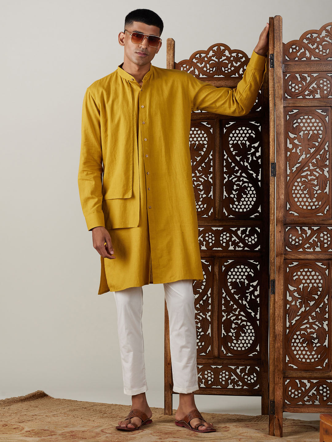 Men's Mustard Cotton Kurta