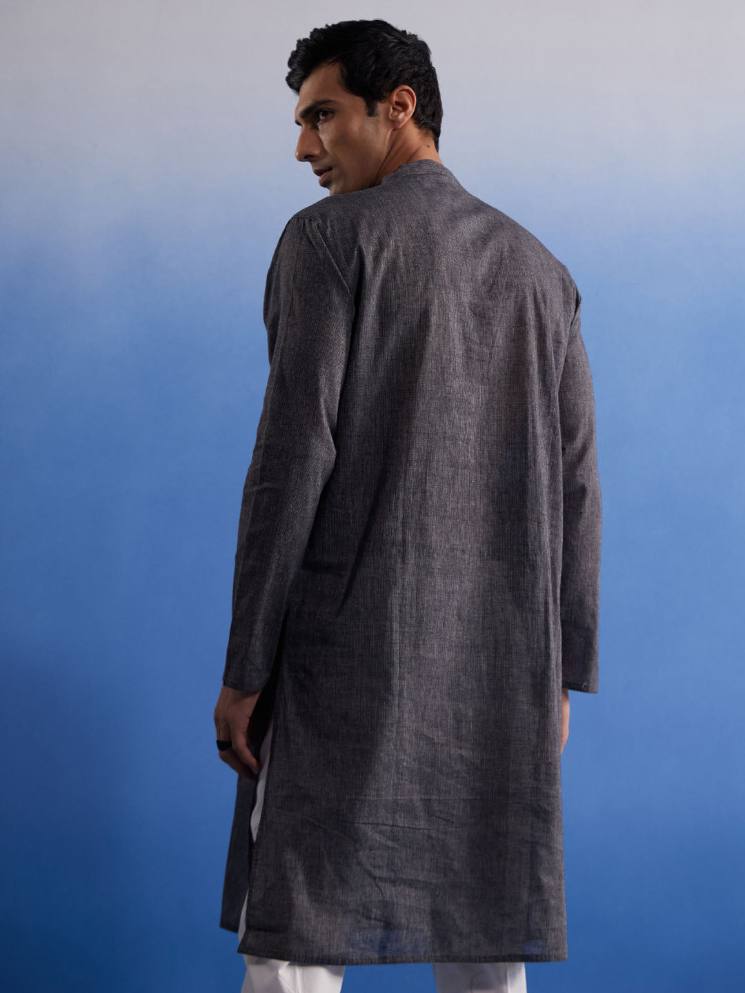 Men's Black Pure Cotton Kurta