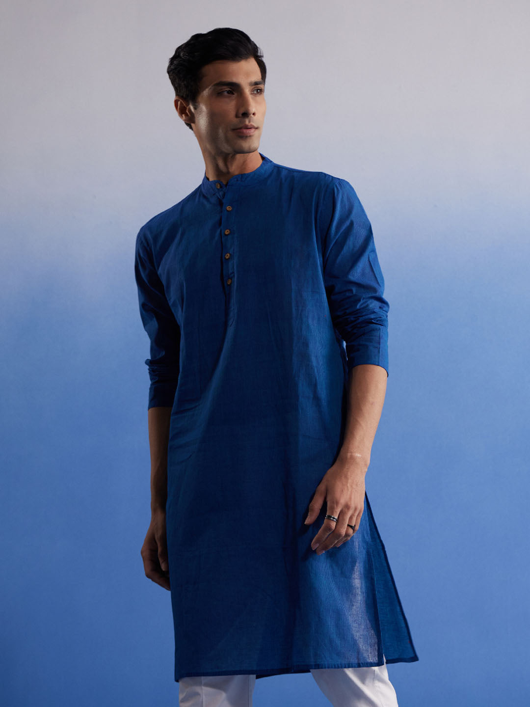 Men's Blue Pure Cotton Kurta