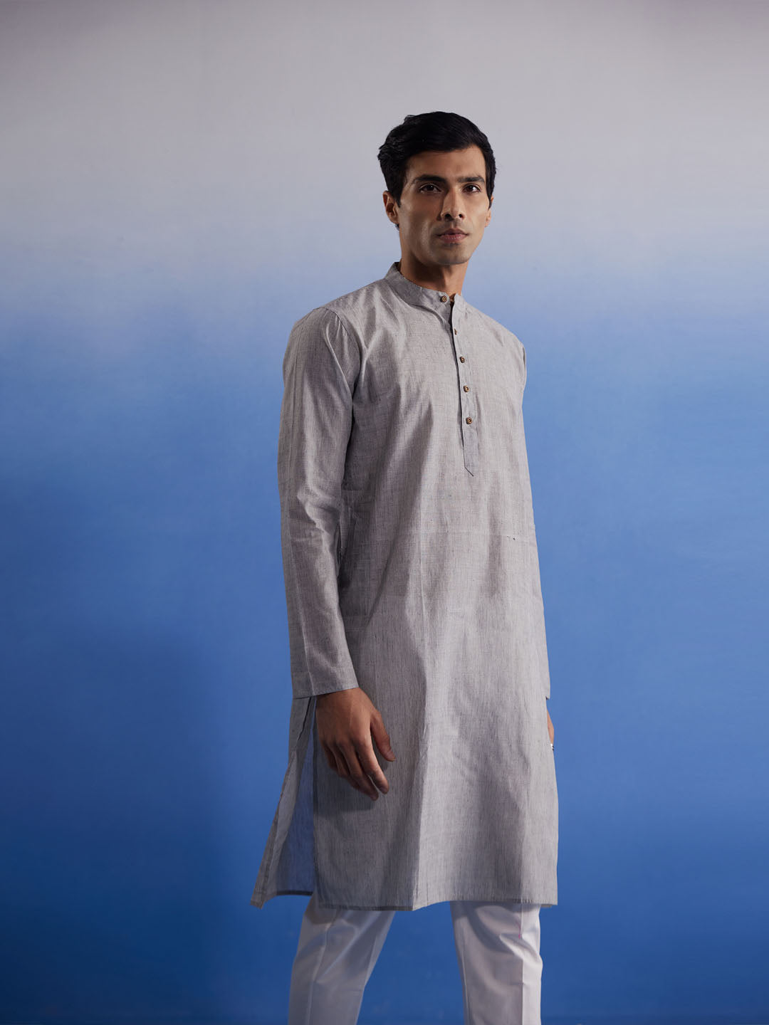 Men's Grey Pure Cotton Kurta