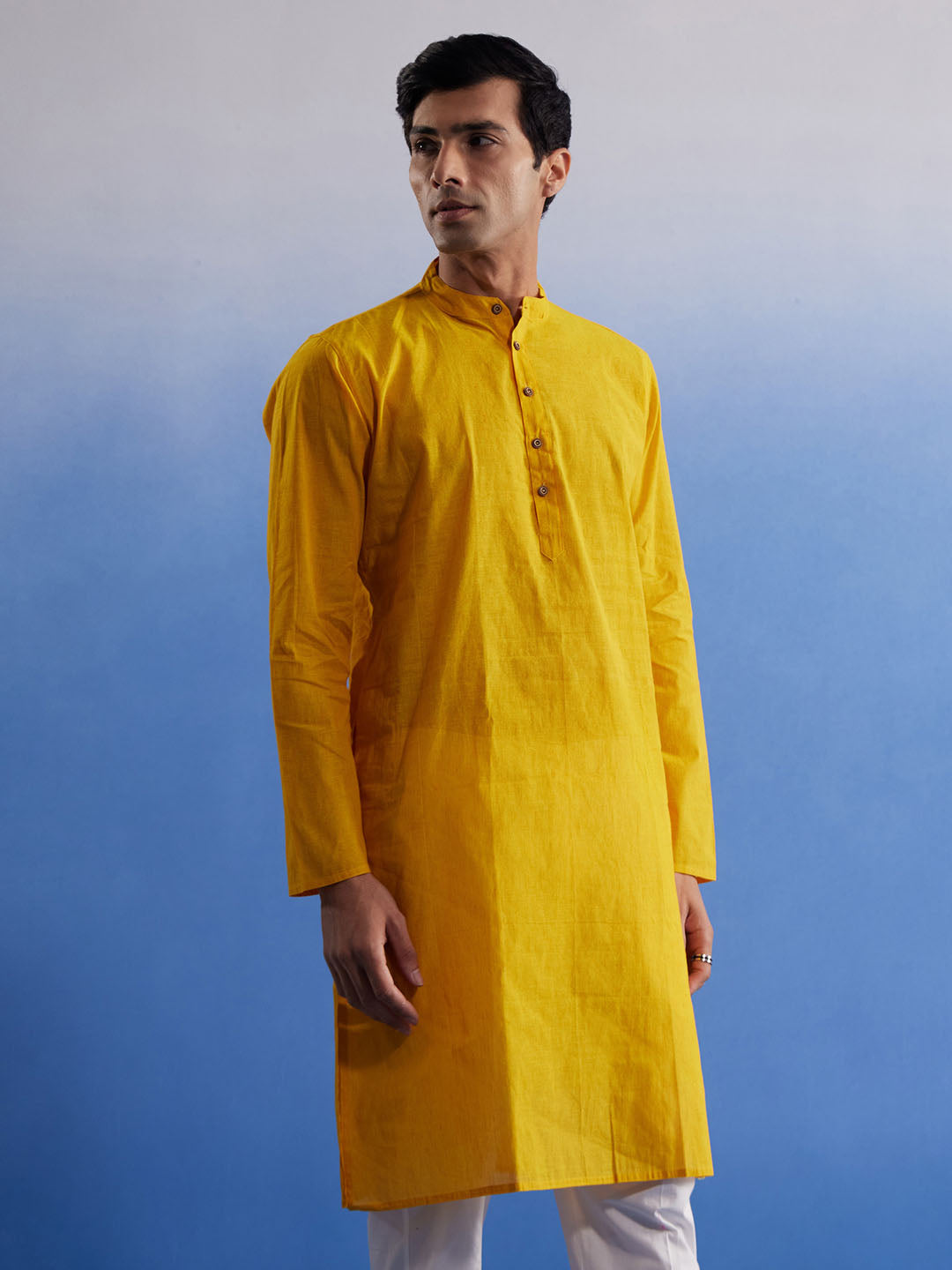 Men's Mustard Pure Cotton Kurta