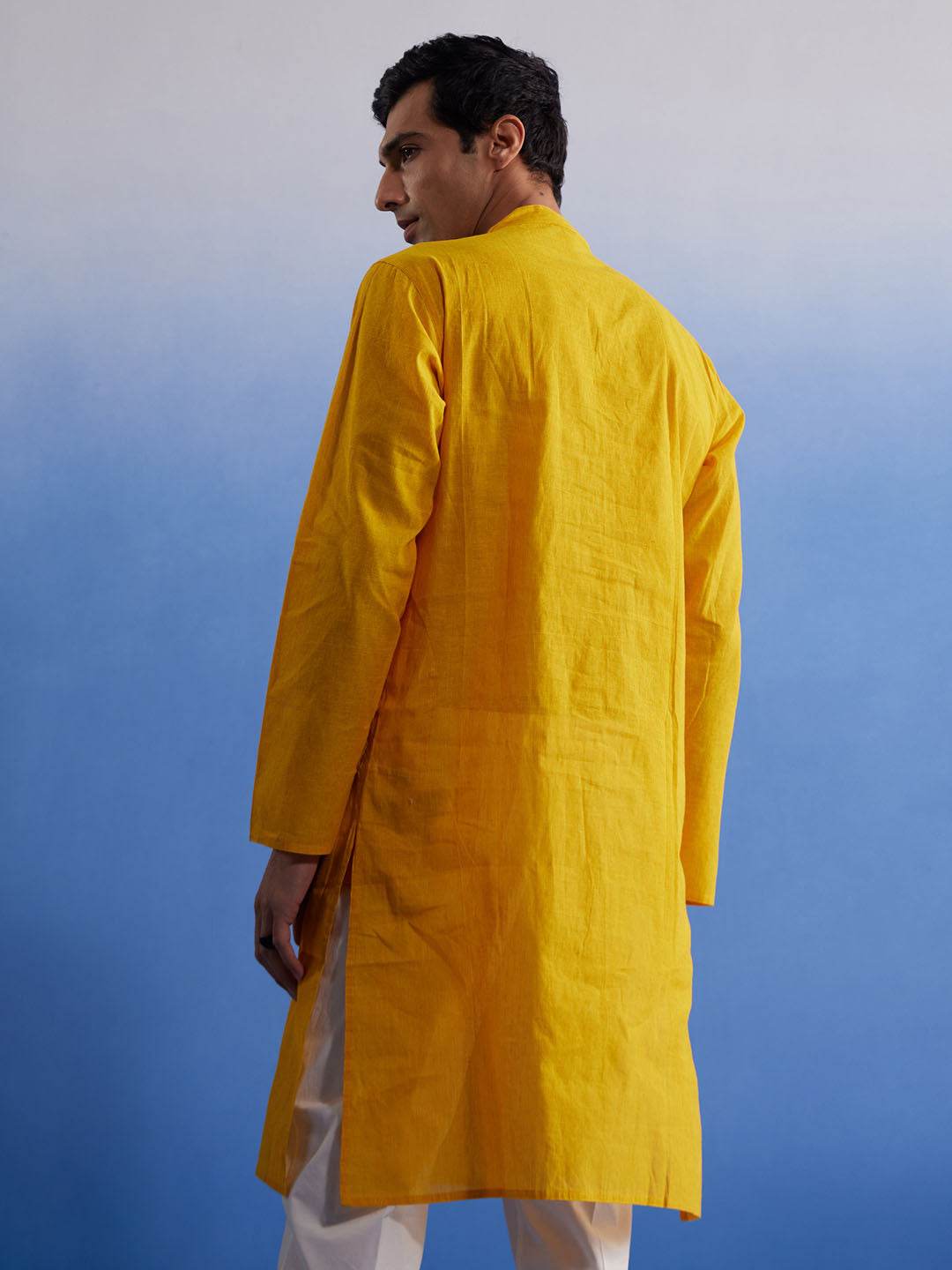 Men's Mustard Pure Cotton Kurta