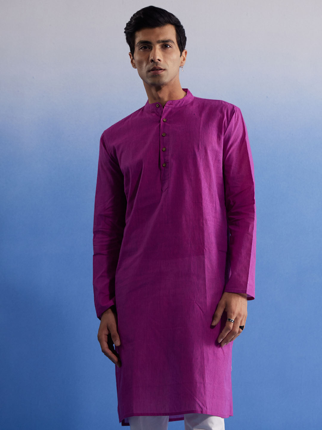 Men's Purple Pure Cotton Kurta