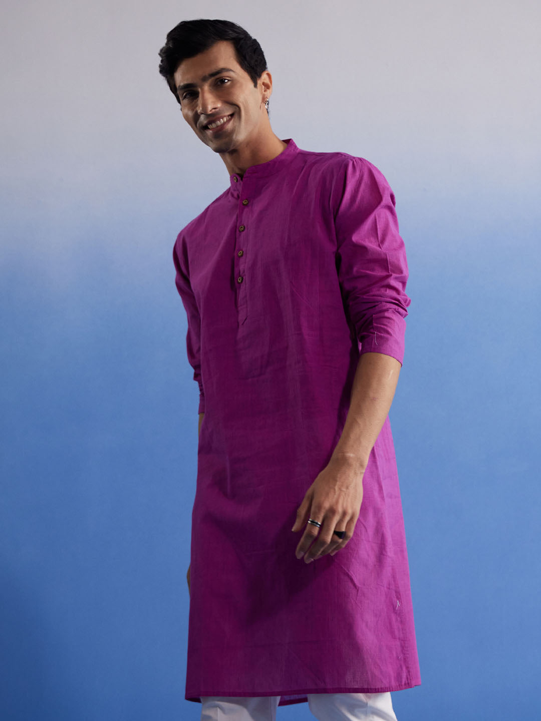 Men's Purple Pure Cotton Kurta