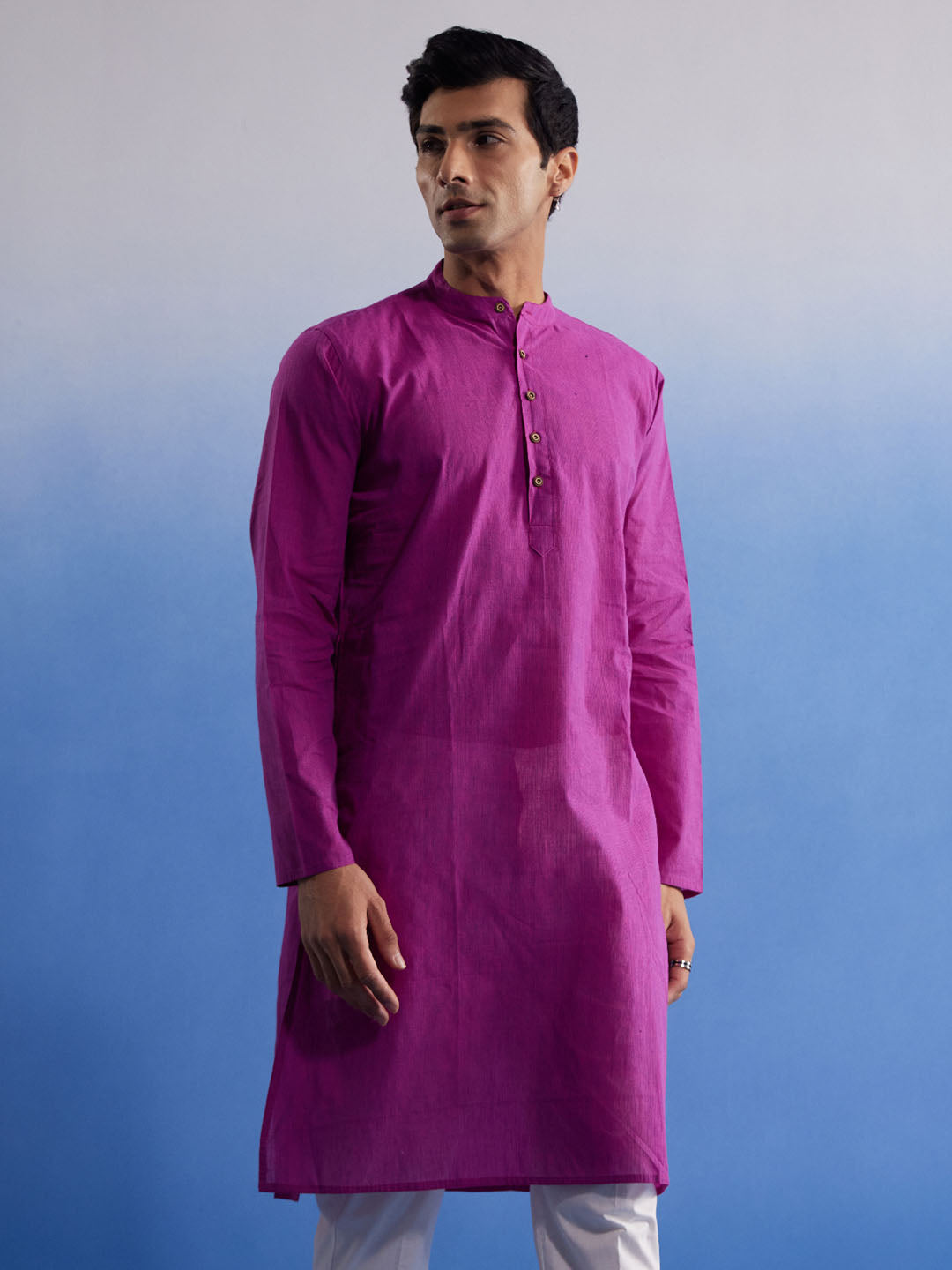 Men's Purple Pure Cotton Kurta