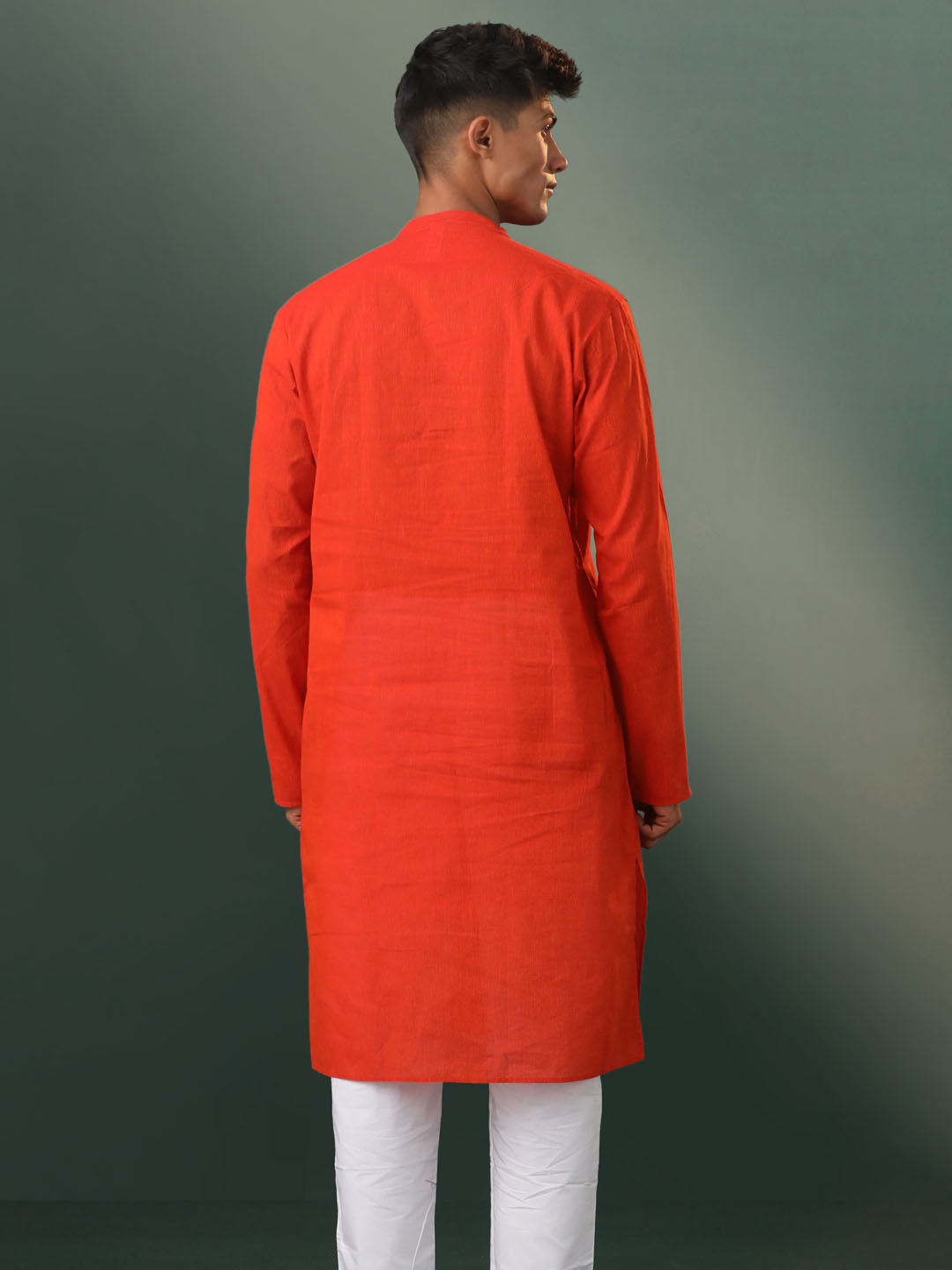 Men's Red Pure Cotton Kurta