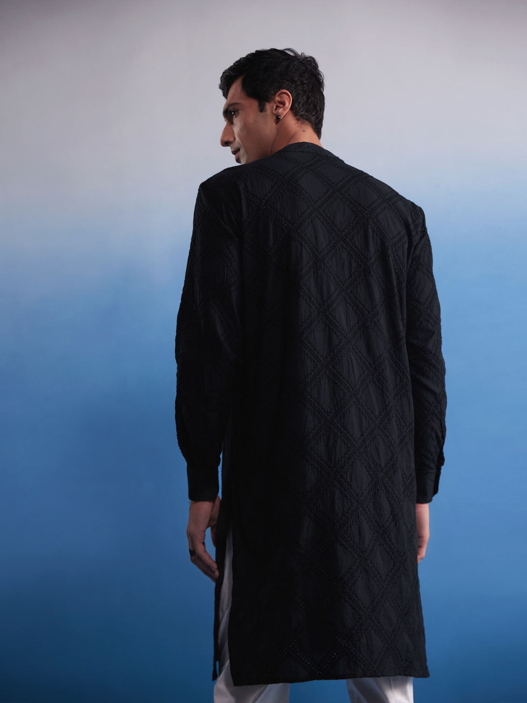 Men's Black Cotton Kurta